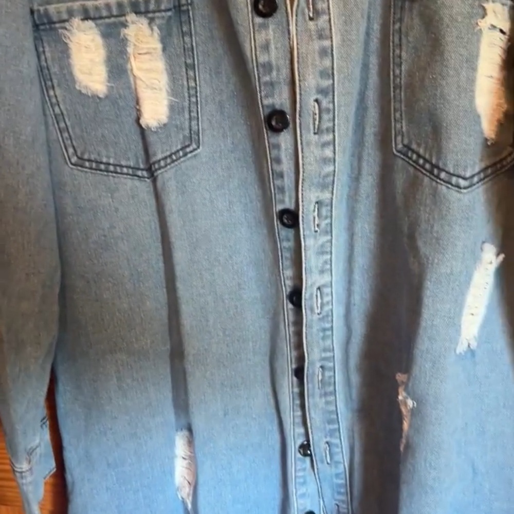 New no tags White Birch New-No tags Distressed Denim Jacket Large - Picture 5 of 7